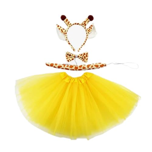 Yolyoo Gelbe Giraffe Kostüm Tutu Set Tier Fancy Kleid Kostüm Kit Halloween Fasching Geburtstag Dschungel Tierkostüm Party Dress Up Zubehör(Gelbe Giraffe Kostüm) von Yolyoo