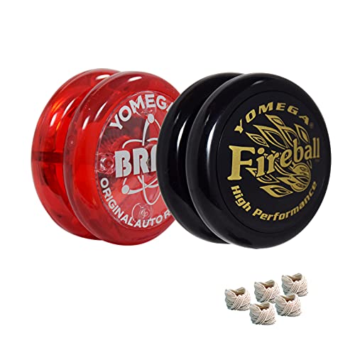 Yomega 2 Legendary Spinners The Original Yoyo with A Brain and Fireball Transaxle Yo-Yo. Beginner, Intermediate and Pro Level String Trick Play. Includes 5 Extra Strings (Fireball-Brain-Black-Red) von Yomega