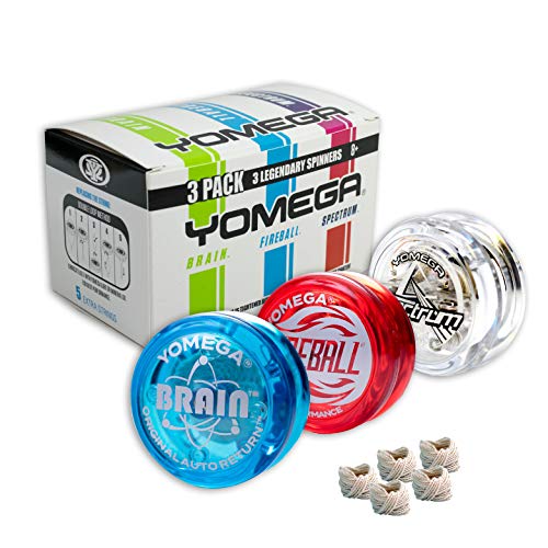 Yomega 3 Legendary Spinners The Original Yoyo with A Brain + Fireball Transaxle YoYo + Spectrum – Light up with LED Lights for Kids Beginner, Intermediate and Pro Level String Trick Play von Yomega