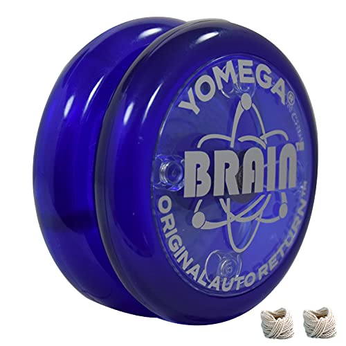 Yomega DAS ORIGINAL Brain - Professionelles Yoyo für Kinder und Anfänger, reaktionsschneller Automatische Rückkehr Yo Yo am besten für Seiten Tricks + zusätzliche 2 Seiten (Dunkelblau) von Yomega