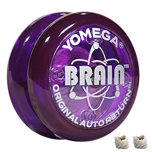 Yomega DAS ORIGINAL Brain - Professionelles Yoyo für Kinder und Anfänger, reaktionsschneller Automatische Rückkehr Yo Yo am besten für Seiten Tricks + zusätzliche 2 Seiten (Violett) von Yomega
