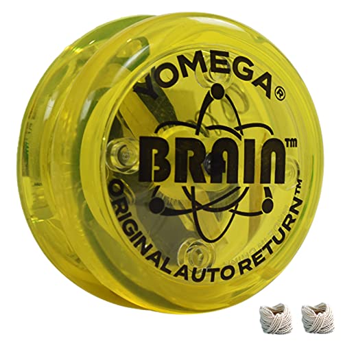 Yomega DAS ORIGINAL Brain - Professionelles Yoyo für Kinder und Anfänger, reaktionsschneller Automatische Rückkehr Yo Yo am besten für Seiten Tricks + zusätzliche 2 Seiten (gelb) von Yomega