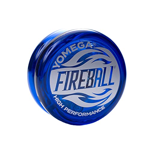 Yomega Fireball YoYo – leistungsstarkes, reaktionsfreies, transaxsives Yoyo, ideal für Saitentricks für fortgeschrittene Spieler wie Profis + 2 Jo-Jo-Saiten (blau) von Yomega