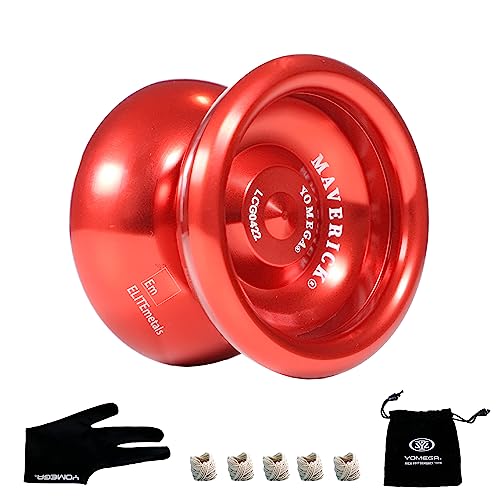 Yomega Maverick - Professional Aluminum Metal Yoyo for Kids and Beginners with C Size Ball Bearing for Advanced yo yo Tricks and Responsive Return + Extra 2 Strings & 3 Month Warranty (Red) von Yomega