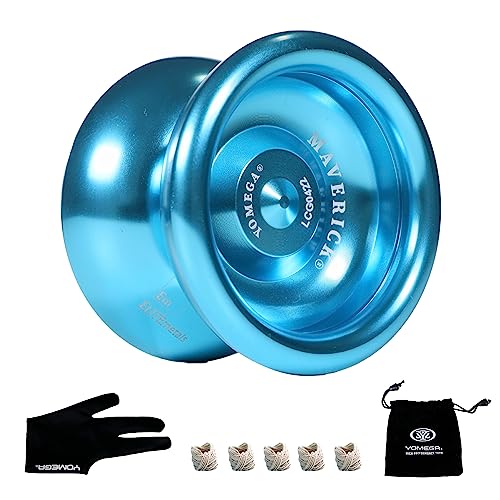 Yomega Maverick - Professional Aluminum Metal Yoyo for Kids and Beginners with C Size Ball Bearing for Advanced yo yo Tricks and Responsive Return + Extra 2 Strings & 3 Month Warranty (Blue) von Yomega