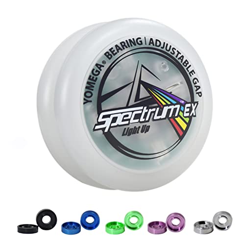 Yomega Spectrum EX yoyo with Multi-Colored LEDs + 6 Color Lighting Modes. Professional yo-yo Designed for looping Tricks, with 5 Gap Settings The Best yoyos Performance Answer for 2A Players. Yomega Spectrum EX yoyo with Multi-Colored LEDs + 6 Color Lighting Modes. Professional yo-yo Designed for looping Tricks, with 5 Gap Settings The Best yoyos Performance Answer for 2A Players. von Yomega