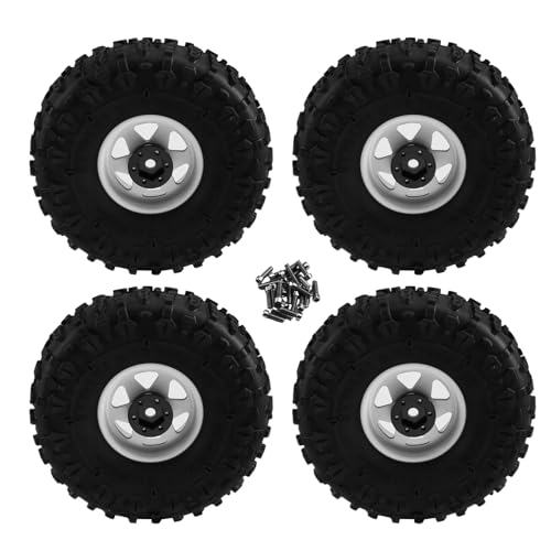 Yominerr 4 Stück 122 mm 1,9 Metall Beadlock Felgen Gummireifen Set für 1/10 RC Crawler Car TRX4 D90 D110 für Axial SCX10 von Yominerr