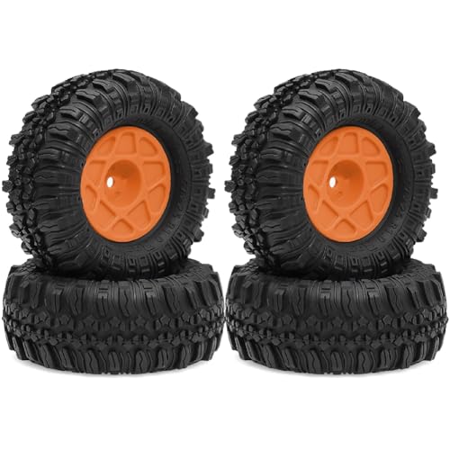 Yominerr 4 Stück 57 mm 1,0 Beadlock-Radreifensatz für TRX4M SCX24 AX24 FCX24 FCX24M 1/18 1/24 RC Crawler Car Orange von Yominerr