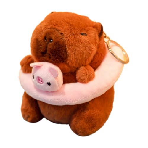 Yominerr Capybara Plüsch-Schlüsselanhänger, Süßes Tiergeschenk, Stofftier, Anhänger, Schweinchen, Schwimmring, 12 cm Yominerr Capybara Plüsch-Schlüsselanhänger, Süßes Tiergeschenk, Stofftier, Anhänger, Schweinchen, Schwimmring, 12 cm von Yominerr