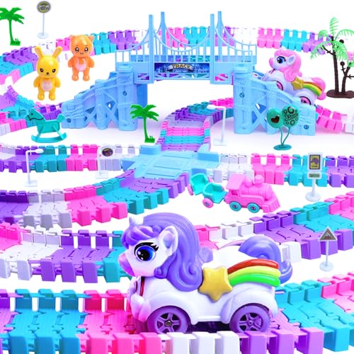 Tracks Auto-Spielzeug-Set für Mädchen ab 3 Jahren, 241 Stück, rosa Zug-Set, Spielzeug für 4-jährige Mädchen mit Licht und Musik, Geburtstagsgeschenk für Mädchen Tracks Auto-Spielzeug-Set für Mädchen ab 3 Jahren, 241 Stück, rosa Zug-Set, Spielzeug für 4-jährige Mädchen mit Licht und Musik, Geburtstagsgeschenk für Mädchen von Yomwet