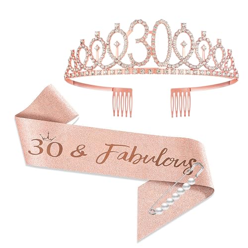 YongHang 30 Geburtstag Frauen Deko Schärpe und Tiara Rose Gold 30. Geburtstag Geschenke Krone für Birthday Party Dekorationen Geschenk zum 30 Geburtstag Frau YongHang 30 Geburtstag Frauen Deko Schärpe und Tiara Rose Gold 30. Geburtstag Geschenke Krone für Birthday Party Dekorationen Geschenk zum 30 Geburtstag Frau von YongHang