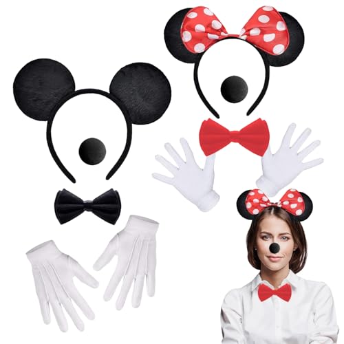 YongSral 2 Stück Minnie-Mouse Ohren Haarreifen, Mouse Ohren con 2 Fliege Schleife, Damen Maus Mouse kostüm, Mouse Ears, Mäuseohren Haarreif, Geeignet Karneval, Halloween, Cosplay-Party YongSral 2 Stück Minnie-Mouse Ohren Haarreifen, Mouse Ohren con 2 Fliege Schleife, Damen Maus Mouse kostüm, Mouse Ears, Mäuseohren Haarreif, Geeignet Karneval, Halloween, Cosplay-Party von YongSral