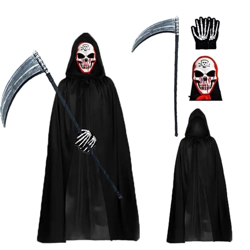 YongSral Sensenmann Kostüm Herren, Halloween Kostüm Sensenmann mit Sense und Handschuhe, Halloween Kostüm Herren Sensenmann, Grim Reaper Costume, Halloween Kostüm Sensenfrau, Halloween Kostüm Männer YongSral Sensenmann Kostüm Herren, Halloween Kostüm Sensenmann mit Sense und Handschuhe, Halloween Kostüm Herren Sensenmann, Grim Reaper Costume, Halloween Kostüm Sensenfrau, Halloween Kostüm Männer von YongSral