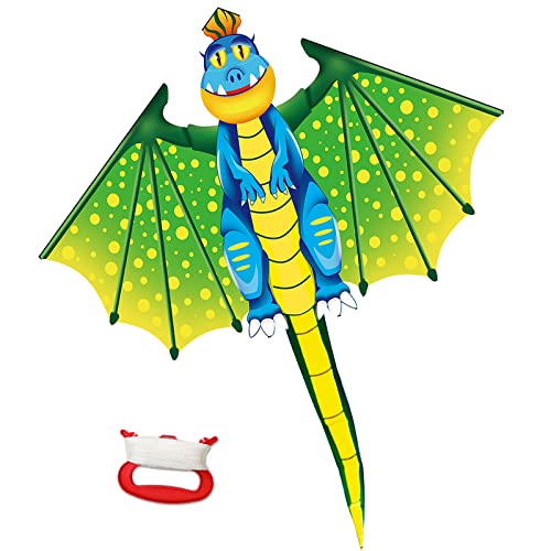 Yongnkids Langem Schwanz Dragon Drachen für Kinder und Erwachsene, Leicht zu Fliegende Outdoor Spiele für Kinder, Lenkdrachen mit Drachenschnur und Geschenktüte von YongnKids