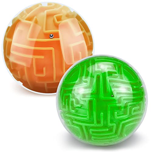 YongnKids 3D Labyrinth Puzzleball, 2 Stück, Gedächtnisspiel, Lernspielzeug für Studenten und Jugendliche, Orange und Grün YongnKids 3D Labyrinth Puzzleball, 2 Stück, Gedächtnisspiel, Lernspielzeug für Studenten und Jugendliche, Orange und Grün von YongnKids