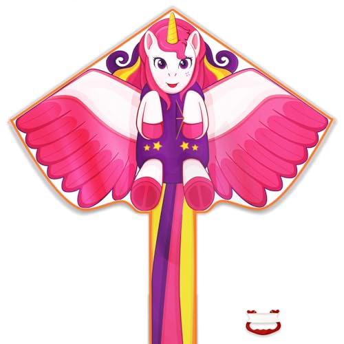 YongnKids Drachen für Kinder und Erwachsene, Leicht zu Fliegende Outdoor Spiele für Kinder, 4 5 6 7 8+ Jahre Jungen Mädchen Spielzeug für draußen- Einhorn Drache von YongnKids