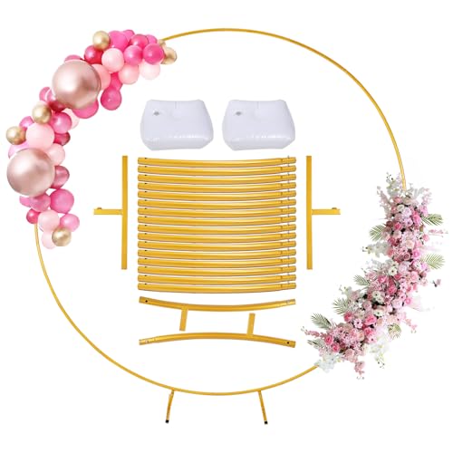 Yontwe Riesiges rundes Goldmetall-Ballonbogen-Kit Abnehmbar 2.2M Hochzeit Bogen Hintergrund Stand Leicht zu tragen und wiederverwendbar Beste Dekoration for Party Festival Yontwe Riesiges rundes Goldmetall-Ballonbogen-Kit Abnehmbar 2.2M Hochzeit Bogen Hintergrund Stand Leicht zu tragen und wiederverwendbar Beste Dekoration for Party Festival von Yontwe