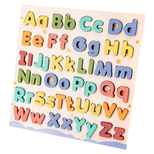 Yonuaret Alphabet Holz Puzzle - Klein- und Großbuchstaben aus Holz für Kinder - Spielbrett mit Buchstaben Steckblöcken für Feinmotorik Kindergarten Vorschule von Yonuaret