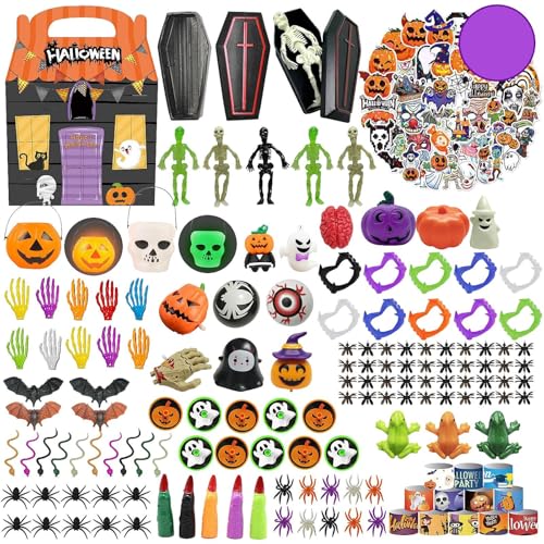 Yonuaret Halloween-Partymitbringsel, 200 Stücke Halloween Party Deko Set, Süßigkeiten Tüten Füllung Und Belohnungen Für Schulklassen Und Kinderfeste von Yonuaret
