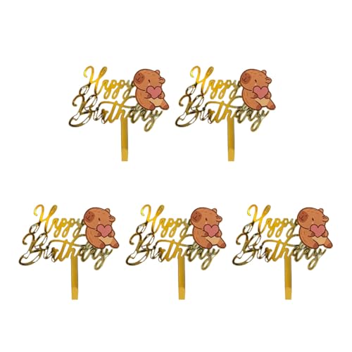 5pcs Alles Zum Geburtstag Tierkuchen Acryltiere Cupcakes Orament Für Geburtstagsfeier Dessert Kuchen Dekorationen Cupcakes Ornament Für Kinder Erwachsene Partyzubehör von Yooghuge