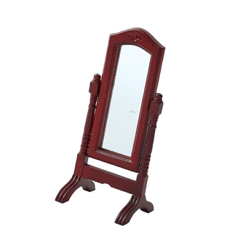 Yooghuge Retro Styles Dollhouses Dressing Glass 1/12 Holzständer Boden Glas Für Handwerksprojekt Miniatur Schlafzimmer Dekoration von Yooghuge