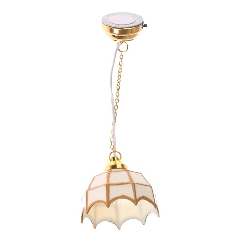 Yooghuge Puppenhaus Kronleuchter Maßstab 1:12 Vintage Gold Deckenleuchte Realistische Deckenlampe Für Puppenstuben Szenen Display Dekore von Yooghuge