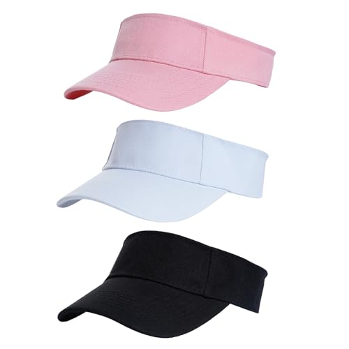Yookat Sonnenhut, verstellbar, für Golf, Tennis, Sport, Mädchen, Jungen, Outdoor, 3 Stück (weiß, rosa, schwarz) von Yookat