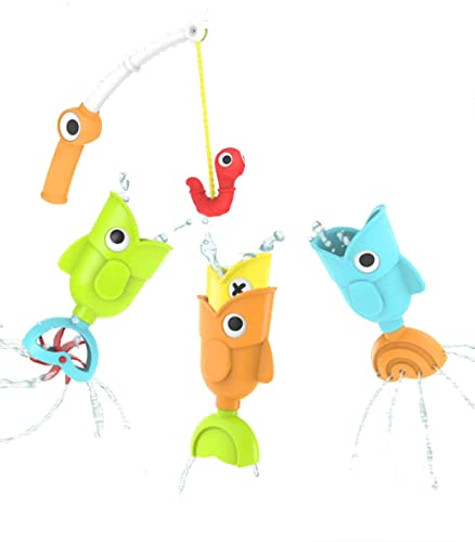 Yookidoo Bad-Angelspielzeug – 4-teiliges Baby-Bade-Angelrutenspielzeug-Set – Fangen Sie 3 magnetische Fische mit 3 verschiedenen Aktionen – für Schwimmbad oder Badewanne (Alter 2+) (Blisterpackung) von Yookidoo