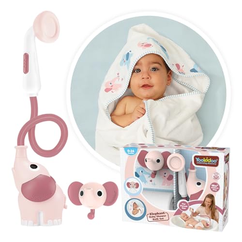 Yookidoo Duschkopf für Baby-Badewanne, Elefanten-Wasserpumpe mit Stammauslauf und Spüler, kontrolliert den Wasserfluss von 2 Knöpfen für maximalen Spaß in Wanne oder Waschbecken für Neugeborene (Blush Yookidoo Duschkopf für Baby-Badewanne, Elefanten-Wasserpumpe mit Stammauslauf und Spüler, kontrolliert den Wasserfluss von 2 Knöpfen für maximalen Spaß in Wanne oder Waschbecken für Neugeborene (Blush von Yookidoo
