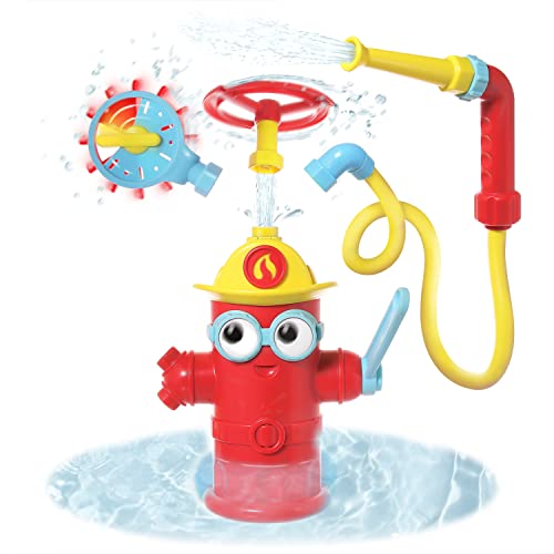 Yookidoo Ready Freddy Spray 'N' Sprinkle Kids Badespielzeug Actionorientiertes Feuerhydrant Spiel für Kinder ab 3 Jahren Kommt mit 4 Feuerwehrmann-Zubehör, fördert das STEM-basierte Lernen von Yookidoo