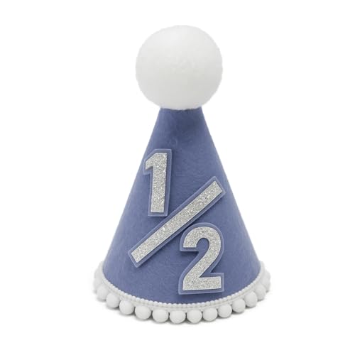 Yoolhamy 1/2 Geburtstag Hut für Baby Jungen Mädchen, handgefertigte Hälfte Geburtstag Hut - Ideal für 6 Monate Meilenstein Feiern, Cake Smash, und Foto Requisiten auf halbem Weg zu einem (Blue) von Yoolhamy