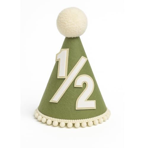 Yoolhamy 1/2 Geburtstag Hut für Baby Jungen Mädchen, handgefertigte Hälfte Geburtstag Hut - Ideal für 6 Monate Meilenstein Feiern, Cake Smash, und Foto Requisiten auf halbem Weg zu einem (Green-1) von Yoolhamy