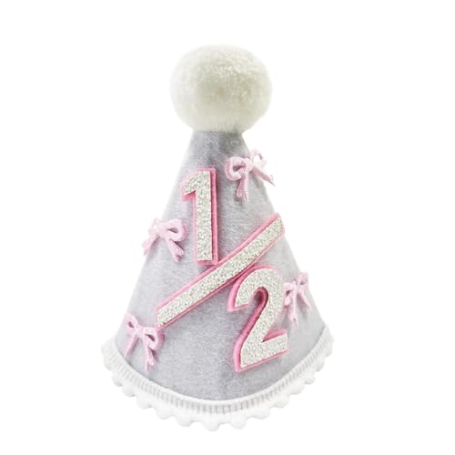Yoolhamy 1/2 Geburtstag Hut für Baby Jungen Mädchen, handgefertigte Hälfte Geburtstag Hut - Ideal für 6 Monate Meilenstein Feiern, Cake Smash, und Foto Requisiten auf halbem Weg zu einem (Pink-Bow) von Yoolhamy