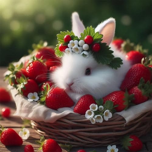 100 Teile Puzzles für Erwachsene,Herausforderndes Rätsel,Pädagogisches Spiel Puzzlespiele für Die Ganze Familie,Dekoration Geschenke Erdbeerhase von Yoonqun