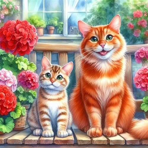 100 Teile Puzzles für Erwachsene,Herausforderndes Rätsel,Pädagogisches Spiel Puzzlespiele für Die Ganze Familie,Dekoration Geschenke Garten Katzen Blumen von Yoonqun