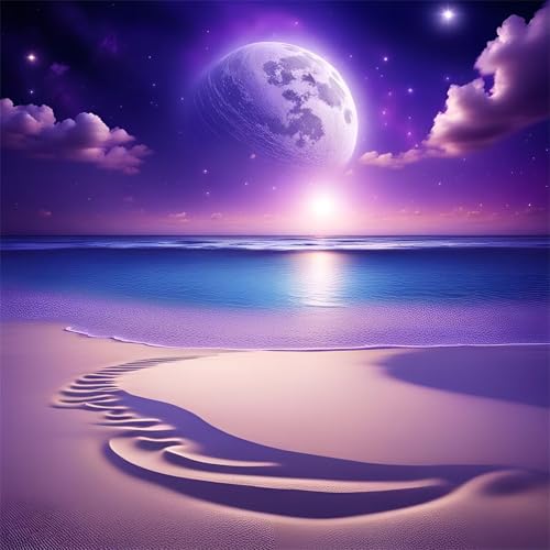 100 Teile Puzzles für Erwachsene,Herausforderndes Rätsel,Pädagogisches Spiel Puzzlespiele für Die Ganze Familie,Dekoration Geschenke Lila Strandlandschaft von Yoonqun