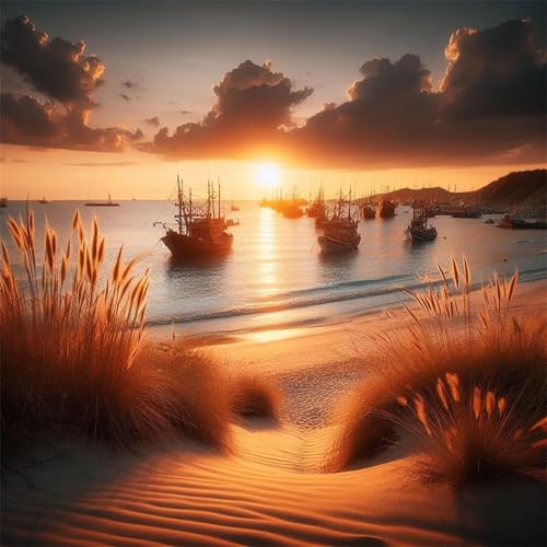 100 Teile Puzzles für Erwachsene,Herausforderndes Rätsel,Pädagogisches Spiel Puzzlespiele für Die Ganze Familie,Dekoration Geschenke Sonnenuntergang Boot Landschaft von Yoonqun