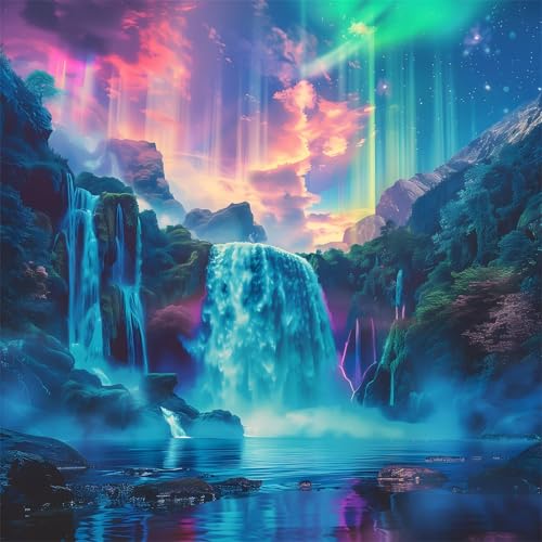 1000 Teile Puzzles für Erwachsene,Herausforderndes Rätsel,Pädagogisches Spiel Puzzlespiele für Die Ganze Familie,Dekoration Geschenke Aurora-Wasserfall-Landschaft 1000 Teile Puzzles für Erwachsene,Herausforderndes Rätsel,Pädagogisches Spiel Puzzlespiele für Die Ganze Familie,Dekoration Geschenke Aurora-Wasserfall-Landschaft von Yoonqun