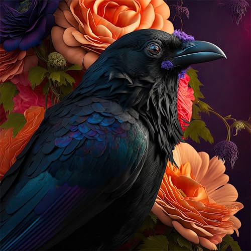 1000 Teile Puzzles für Erwachsene,Herausforderndes Rätsel,Pädagogisches Spiel Puzzlespiele für Die Ganze Familie,Dekoration Geschenke Blumenkrähenvögel von Yoonqun