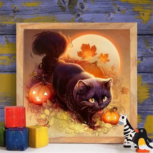 1000 Teile Puzzles für Erwachsene,Herausforderndes Rätsel,Pädagogisches Spiel Puzzlespiele für Die Ganze Familie,Dekoration Geschenke Kürbiskatze von Yoonqun