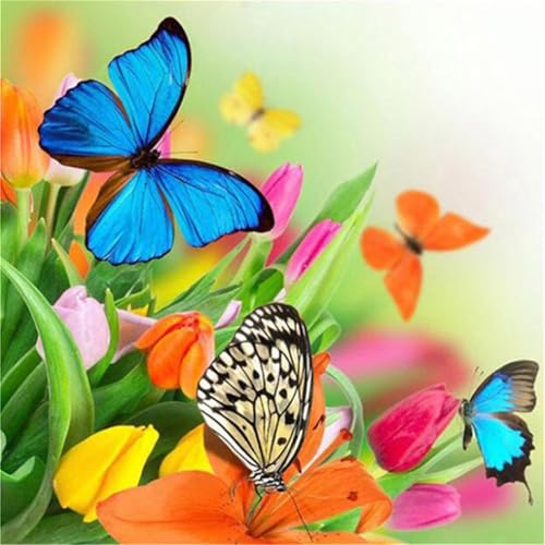 1000 Teile Puzzles für Erwachsene,Herausforderndes Rätsel,Pädagogisches Spiel Puzzlespiele für Die Ganze Familie,Dekoration Geschenke Schmetterlings-Tulpenblumen von Yoonqun