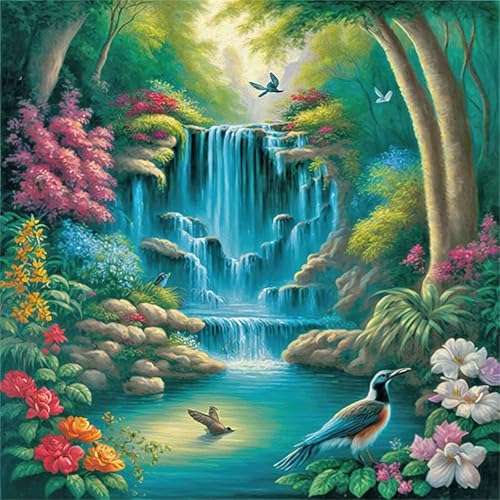 35 Teile Puzzles für Erwachsene,Herausforderndes Rätsel,Pädagogisches Spiel Puzzlespiele für Die Ganze Familie,Dekoration Geschenke Dschungel-Wasserfall-Tiere von Yoonqun