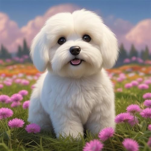 35 Teile Puzzles für Erwachsene,Herausforderndes Rätsel,Pädagogisches Spiel Puzzlespiele für Die Ganze Familie,Dekoration Geschenke Haustier Hund Blumen von Yoonqun