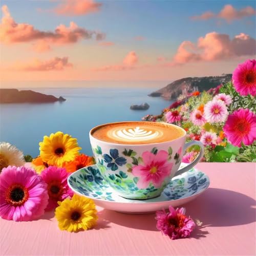 35 Teile Puzzles für Erwachsene,Herausforderndes Rätsel,Pädagogisches Spiel Puzzlespiele für Die Ganze Familie,Dekoration Geschenke Kaffeeblumen von Yoonqun