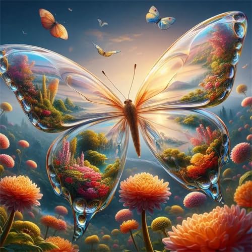 35 Teile Puzzles für Erwachsene,Herausforderndes Rätsel,Pädagogisches Spiel Puzzlespiele für Die Ganze Familie,Dekoration Geschenke Schmetterling Landschaft Blumen von Yoonqun
