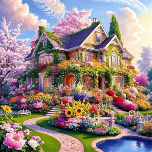 35 Teile Puzzles für Erwachsene,Herausforderndes Rätsel,Pädagogisches Spiel Puzzlespiele für Die Ganze Familie,Dekoration Geschenke Villa Gartenlandschaft von Yoonqun