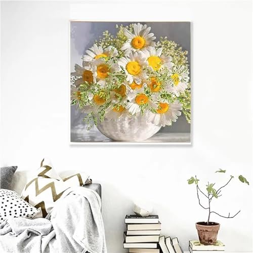 35 Teile Puzzles für Erwachsene,Herausforderndes Rätsel,Pädagogisches Spiel Puzzlespiele für Die Ganze Familie,Dekoration Geschenke Weiße Gänseblümchen von Yoonqun