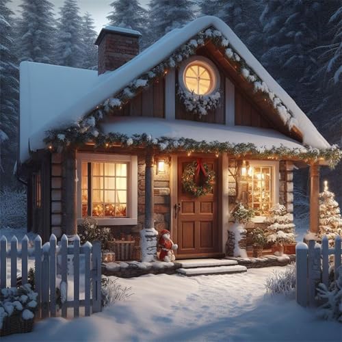 35 Teile Puzzles für Erwachsene,Herausforderndes Rätsel,Pädagogisches Spiel Puzzlespiele für Die Ganze Familie,Dekoration Geschenke Winterwaldhütte von Yoonqun