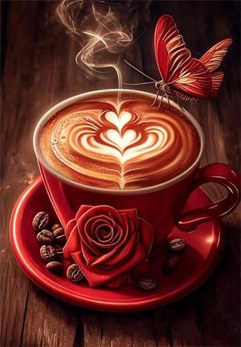 Puzzle 1000 Teile,Puzzles Für Erwachsene,Herausforderndes Rätsel,Pädagogisches Spiel Puzzlespiele für Die Ganze Familie,Dekoration Geschenke - Rote Tasse Kaffee von Yoonqun
