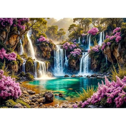 Puzzle 1000 Teile,Puzzles Für Erwachsene,Herausforderndes Rätsel,Pädagogisches Spiel Puzzlespiele für Die Ganze Familie,Dekoration Geschenke - Verzauberter Wasserfall von Yoonqun